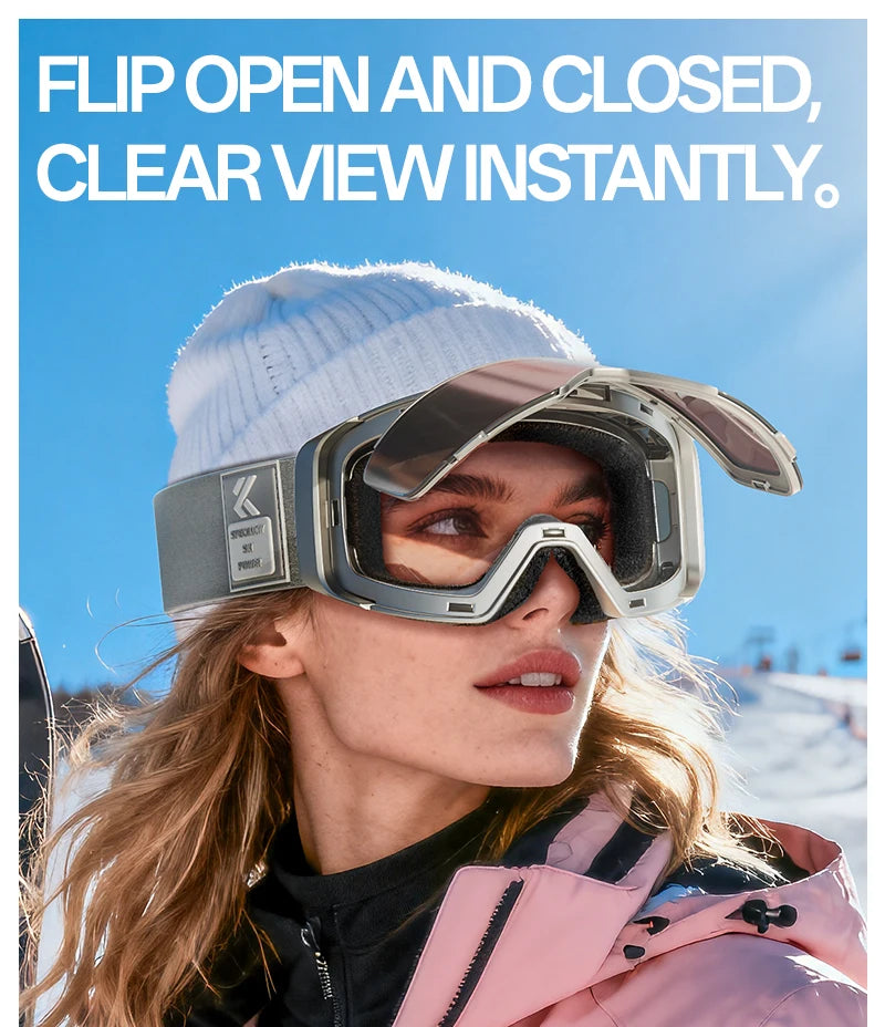 Kapvoe Occhiali Da Neve Magnetici Flip Over Fotocromatici UV400 Antinebbia Uomo Donna TPU Lenti In Policarbonato