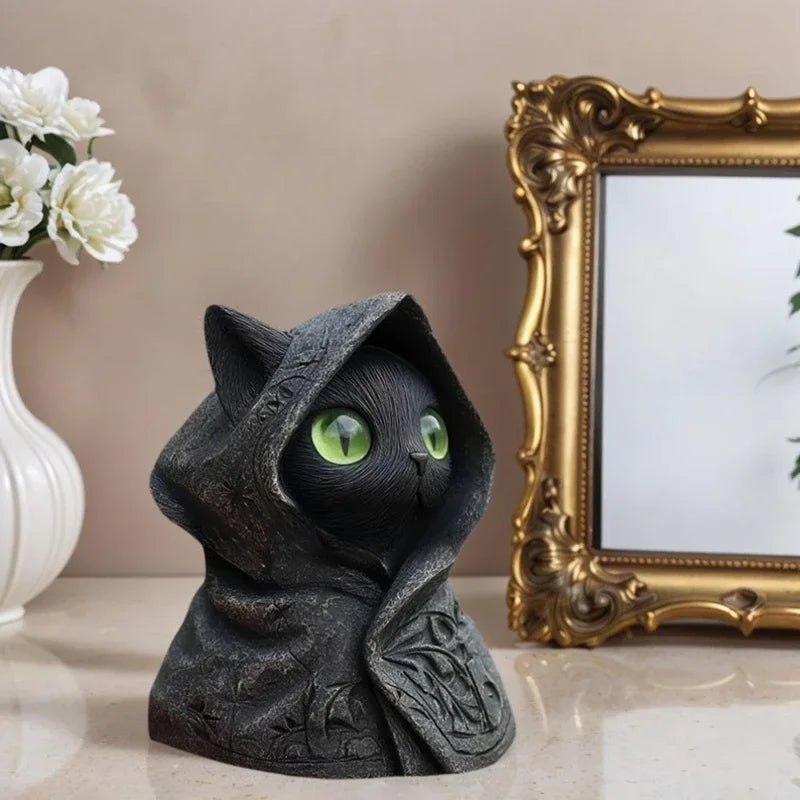 Figurina Di Gatto Fatta A Mano Nero Per Decorazioni Halloween In Resina Regalo Per Amanti Dei Gatti Da Tavolo