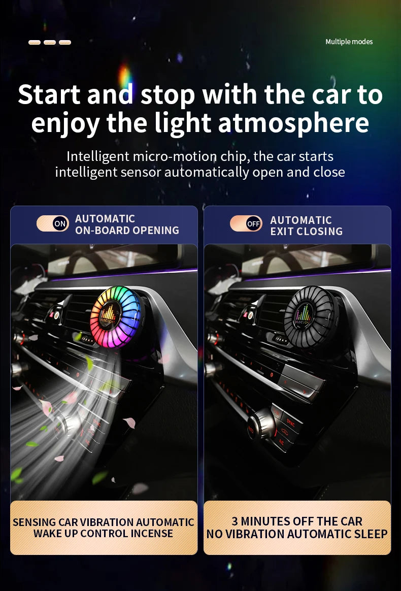 Lampada Ritmica Musicale Auto Deodorante Ambienti RGB LED Suono Controllo Musica Atmosfera Luci 256 Colori