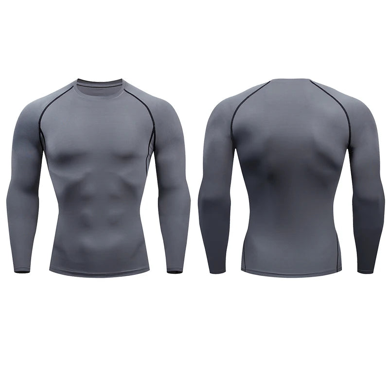 T-shirt da corsa a compressione da uomo Fitness Tight Manica lunga Camicie sportive Allenamento da jogging Top Palestra Abbigliamento sportivo Dry Fit Rashgard
