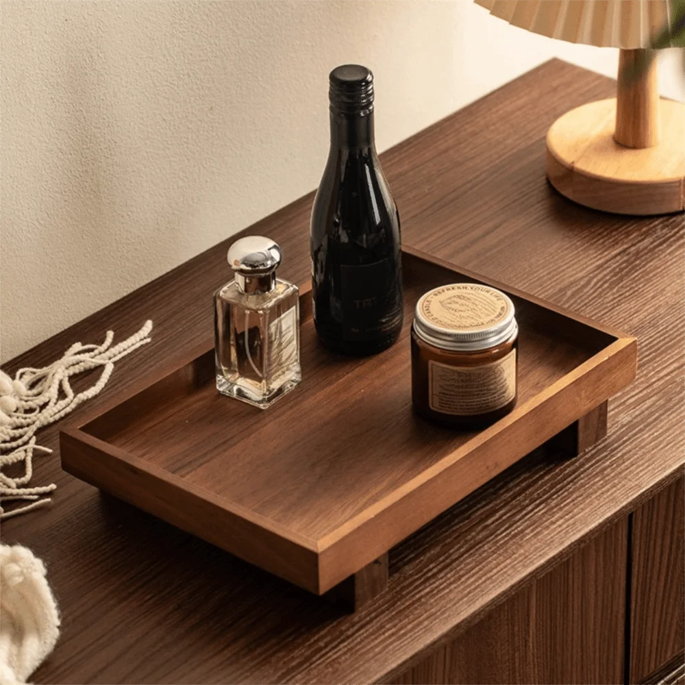Vassoio Da Tè Gongfu In Legno Massello Alta Qualità Stile Giapponese Con Piedini Alti Rettangolare Retrò Per Tavolo Da Tè