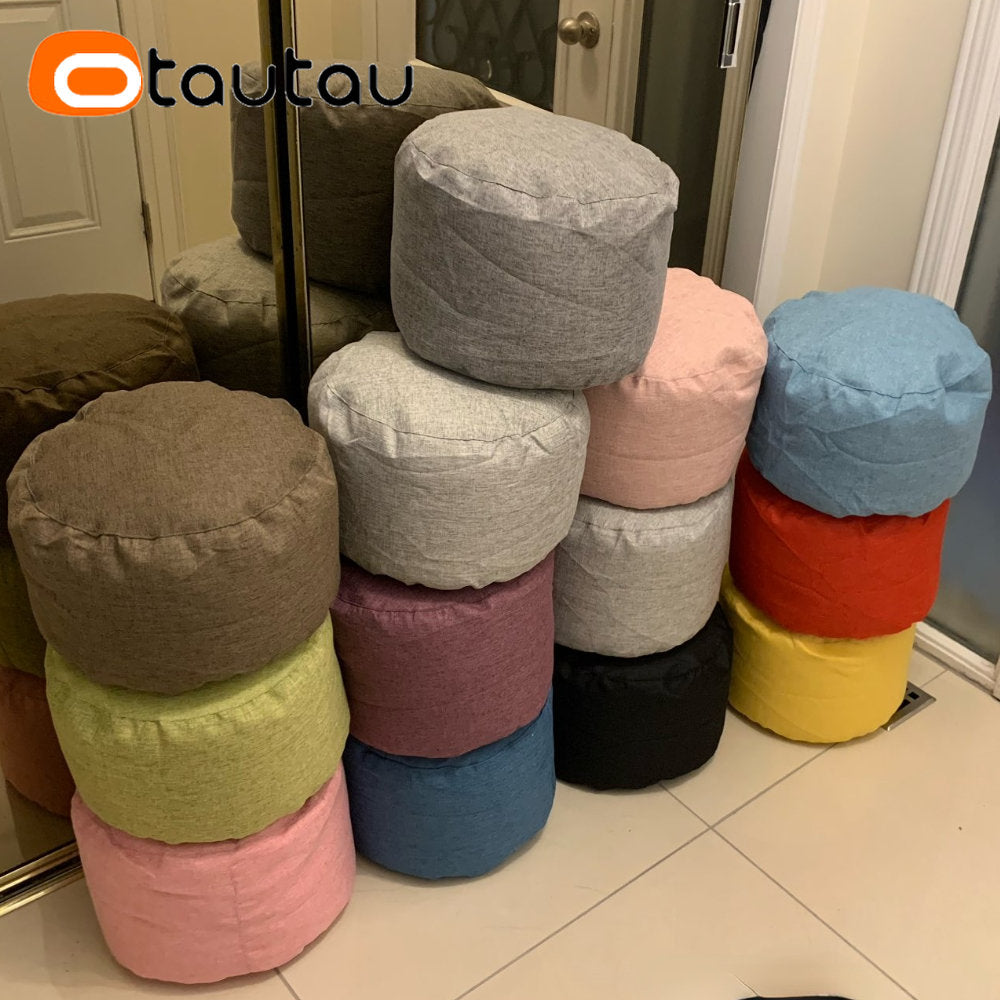 Sgabello Rotondo Diametro 30 Cm Altezza 20 Cm Pouf In Lino Ottomano Con Imbottitura Poggiapiedi Tatami Futon Puff JD001