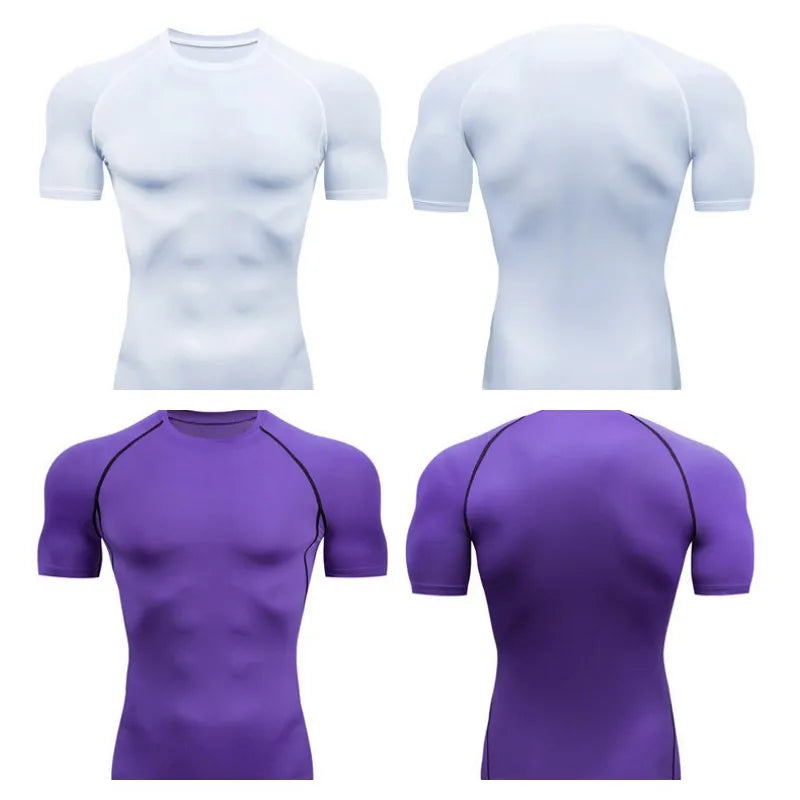 Maglietta Uomo Compressionata Da Corsa A Maniche Corte Per Allenamento Fitness E Jogging Rashguard Ad Asciugatura Rapida