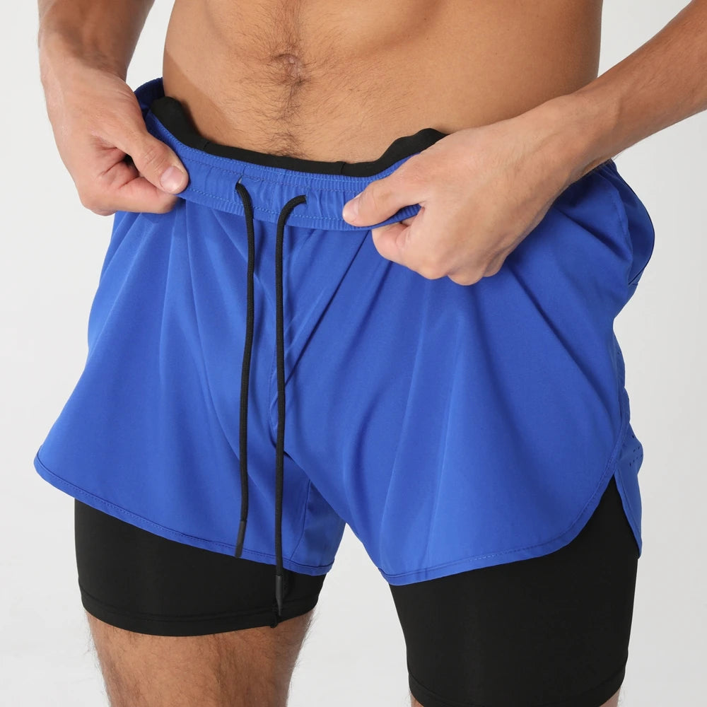Pantaloncini Da Corsa Da Uomo 2 In 1 Palestra Asciugatura Rapida Pantaloni Corti Sportivi Estivi