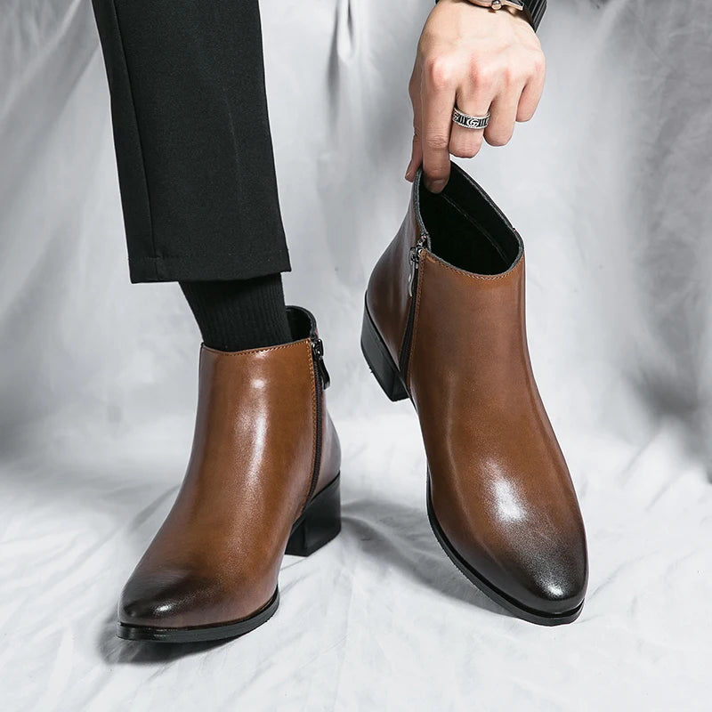 Scarpe Da Uomo Stivaletti Chelsea Impermeabili In Pelle Casual E Business Retrò Mocassini Classici