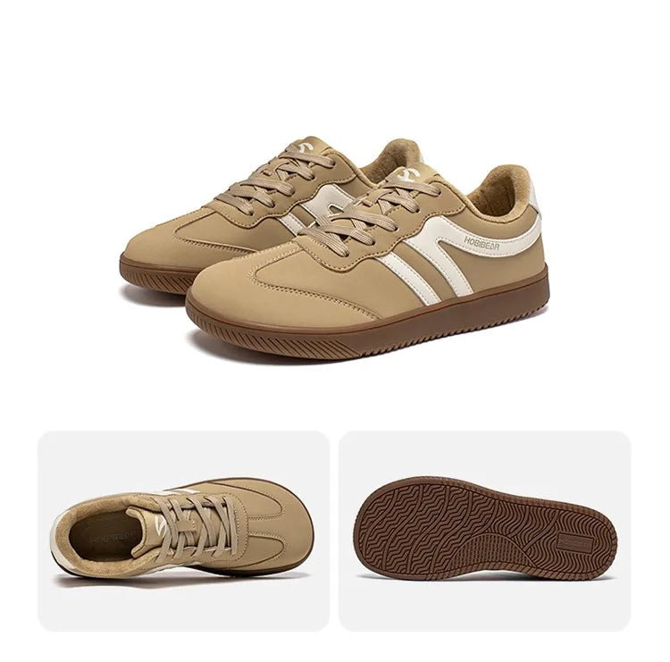 Hobibear Scarpe Da Ginnastica Unisex A Punta Larga In Pelle Artificiale Foderate In Pelliccia Sintetica Retrò Stringate