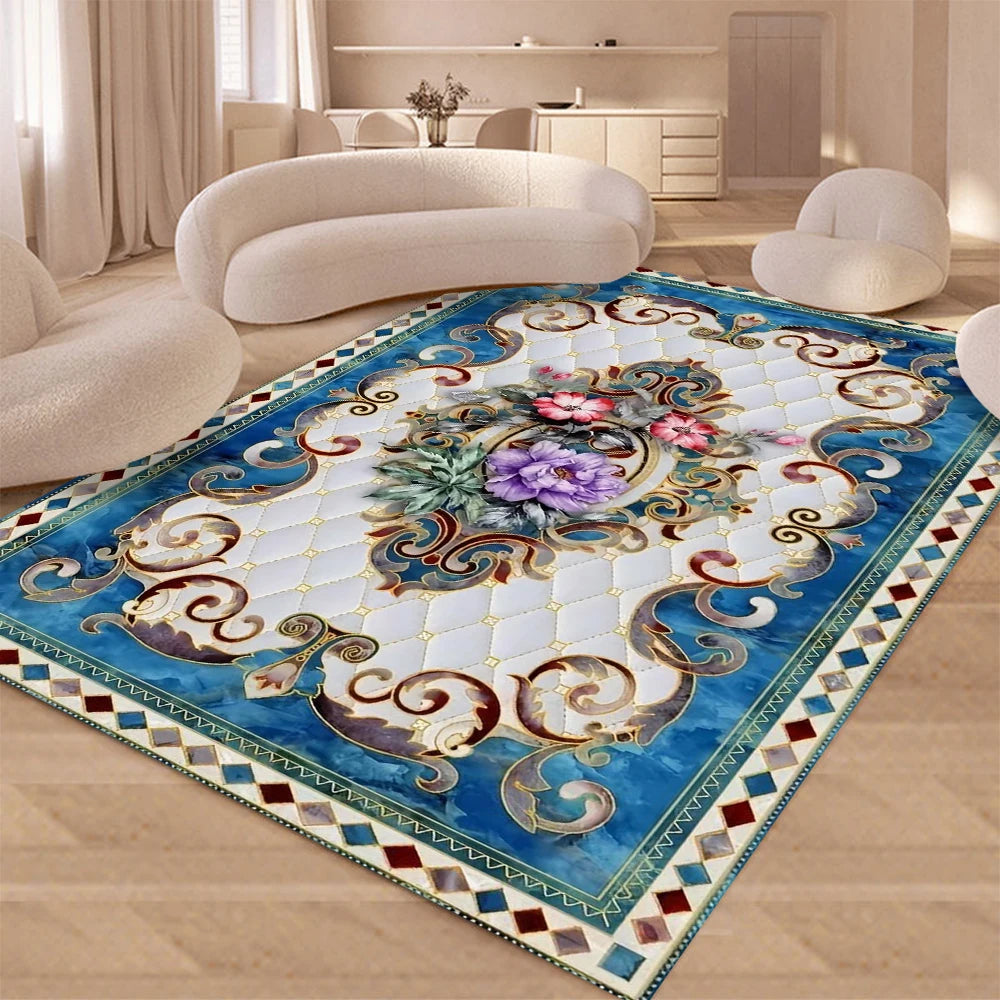 Tappeto Grande Floreale Retrò Europeo Per Soggiorno Tappeto Decorativo Di Lusso Tappetino Morbido Lavabile Antiscivolo