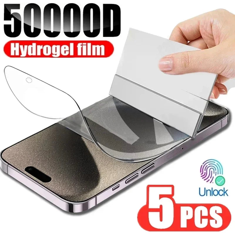 Kit 5 Pellicole Idrogel Protezione Schermo per iPhone 17 16 16e 15 14 13 12 11 Pro Max 12 13 Mini 7 8 Plus SE XR XS