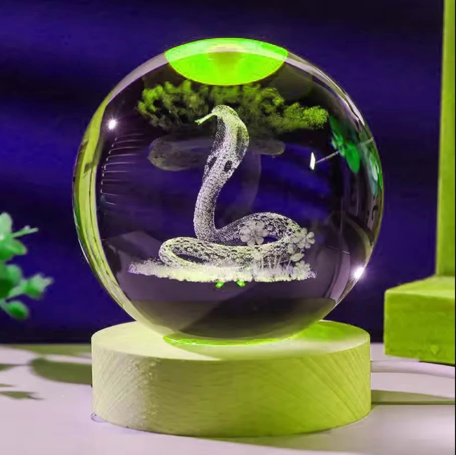 Decorazione Della Stanza Con Sfera Di Cristallo 3D E Base Led Per Luce Ambientale Nel Soggiorno