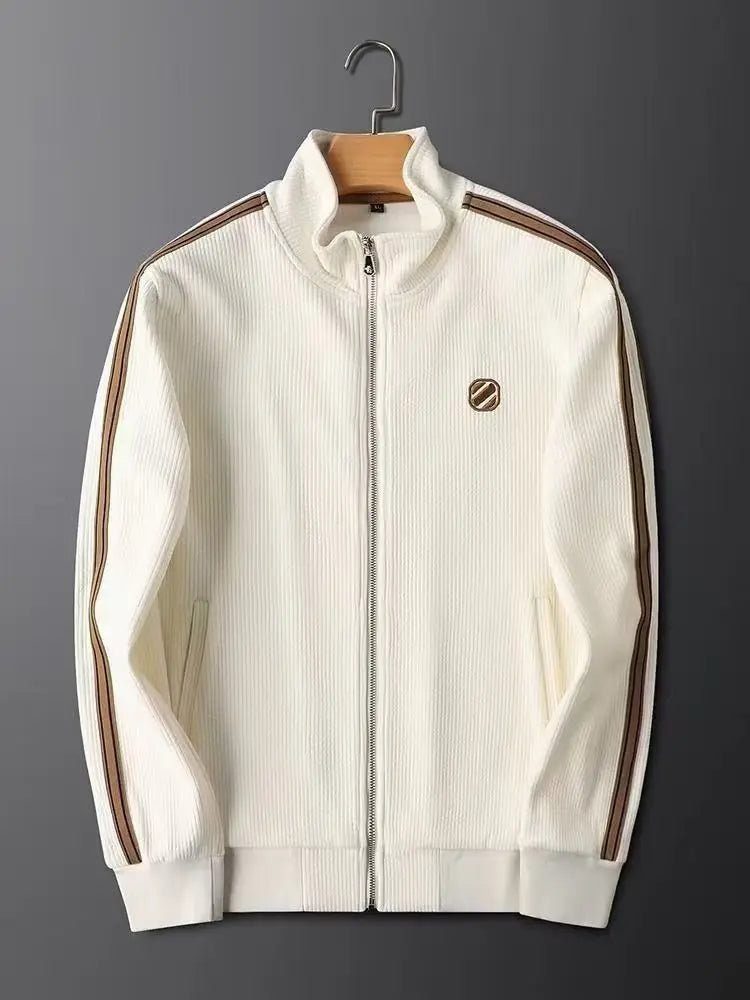 Set da Uomo Sportivo Autunnale Completo Giacca Cardigan Cappuccio Cerniera Pantaloni Sportivi a Gamba Dritta 2 Pezzi