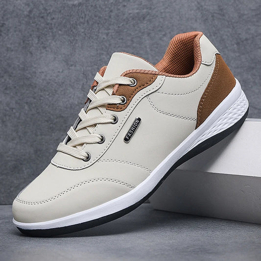 YRZL Scarpe da uomo Primavera Autunno Scarpe da ginnastica da passeggio impermeabili Scarpe sportive da uomo in pelle per il tempo libero Calzature antiscivolo da tennis per uomo