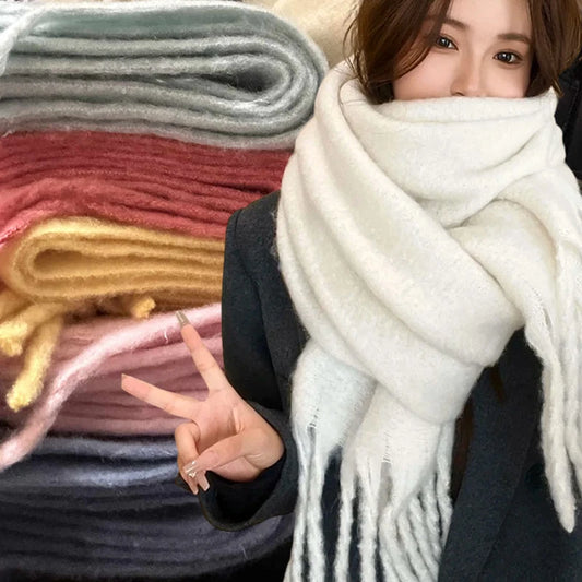 Sciarpa Blu Coreana Invernale Multifunzionale Unisex Lunga Oltre 175 Cm Calda Colore Solido Cotone Poliestere