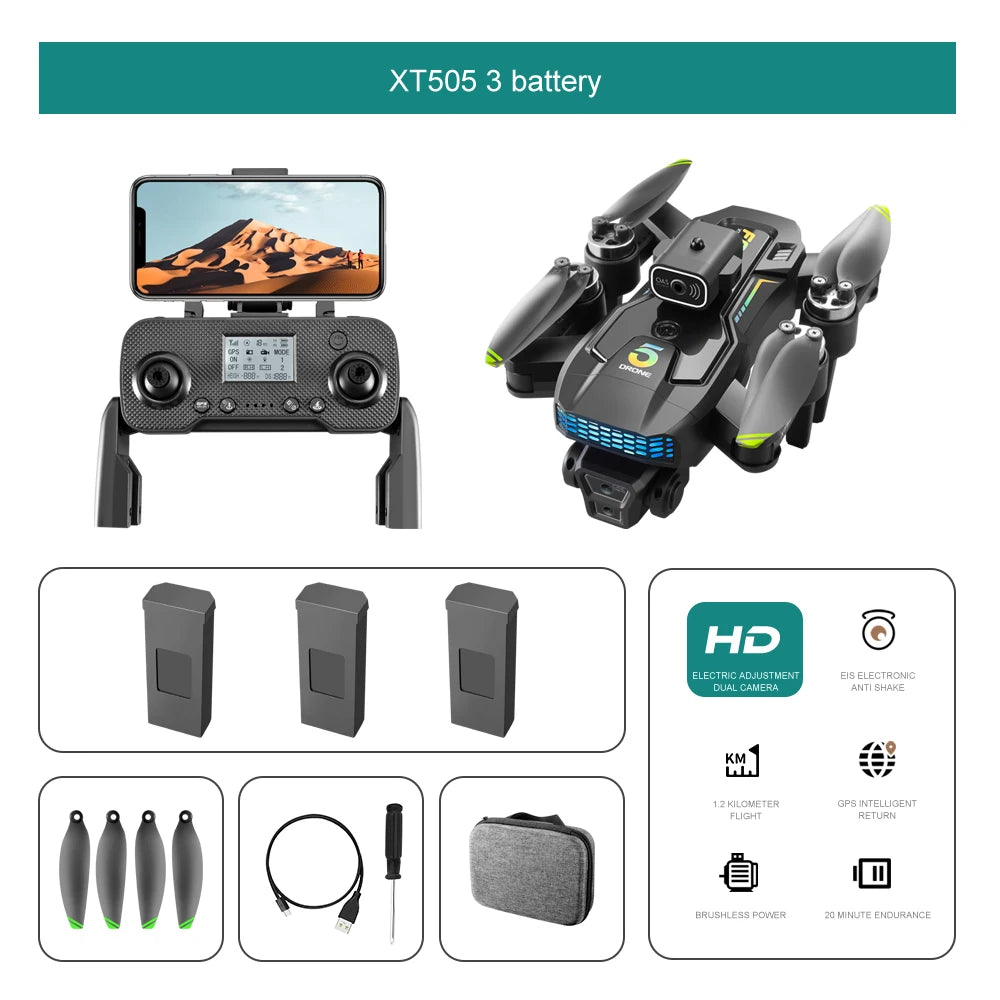 Drone Professionale GPS 8K Con Gimbal Tre Assi Brushless RC Quadricottero Ostacoli Fotocamera HD 4K 5G