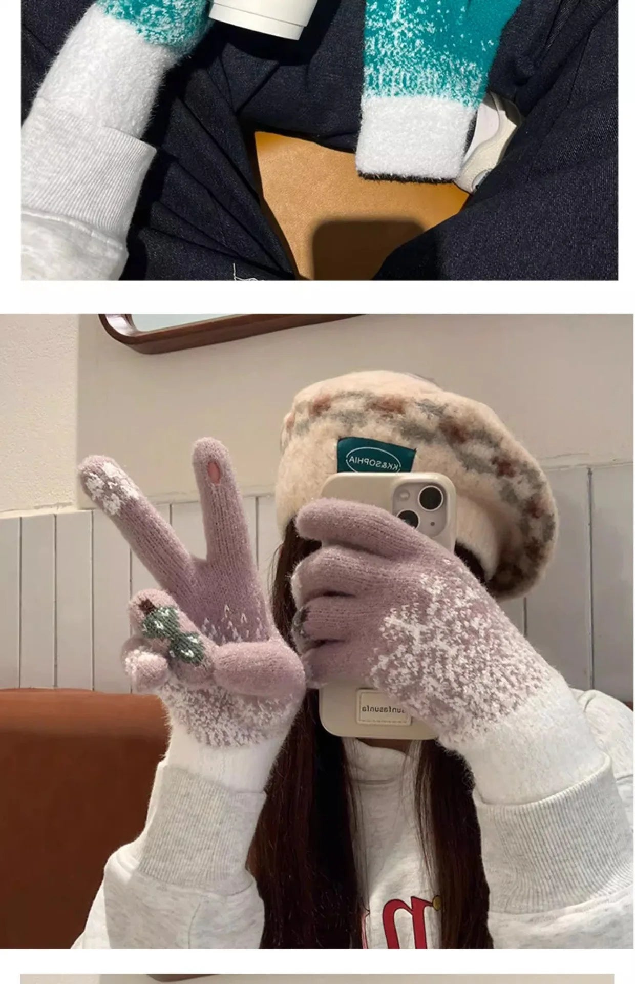 Guanti Invernali Da Donna Con Dita Esposte Ispessiti E Caldi Per Touch Screen Natalizi In Maglieria