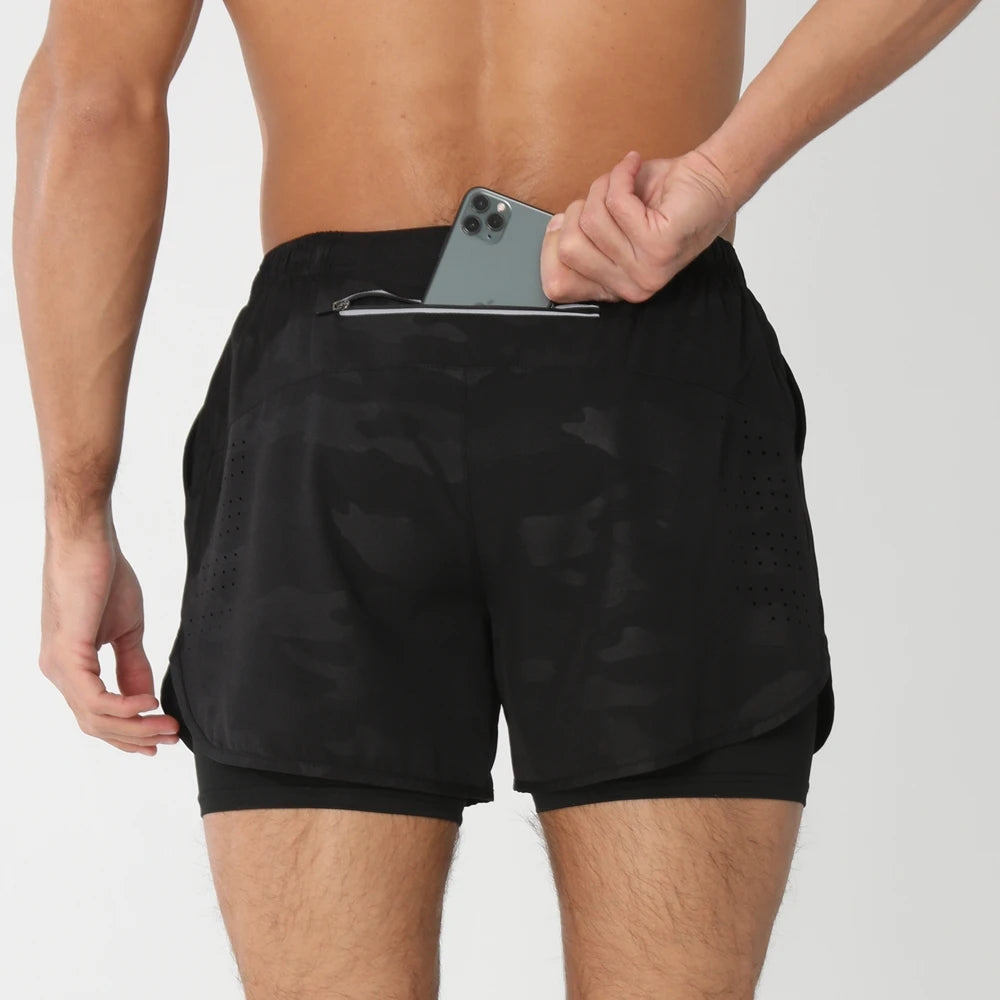 Pantaloncini Da Corsa Da Uomo 2 In 1 Palestra Asciugatura Rapida Pantaloni Corti Sportivi Estivi