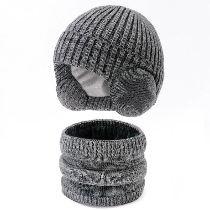 Set Cappello E Sciarpa Per Bambini 3 12 Anni Due Pezzi Inverno Autunno Antivento Con Protezione Orecchie Stile Lei Feng