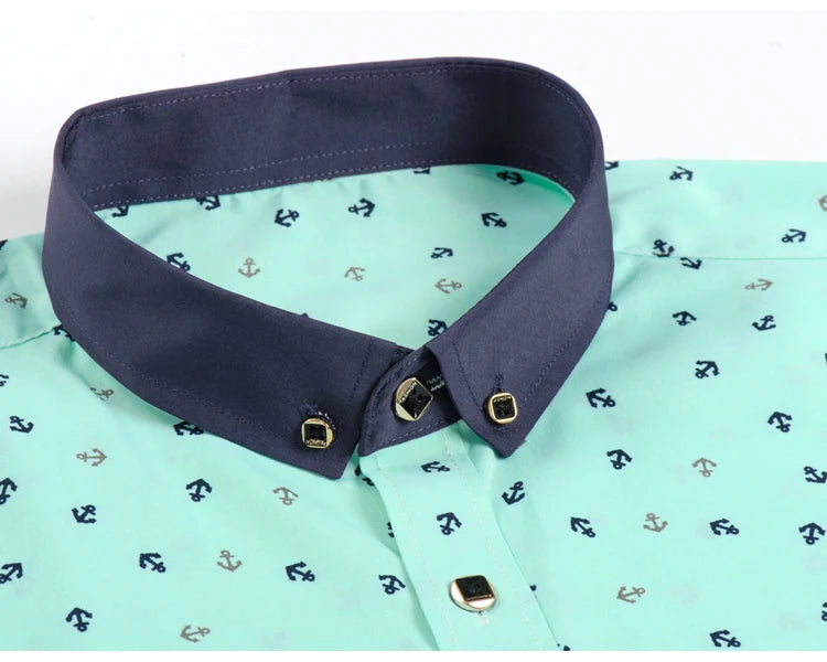 Camicia Da Uomo Maniche Lunghe Stampa Color Block Elasticizzata Con Bottoni Per Vacanze Estive In Spiaggia