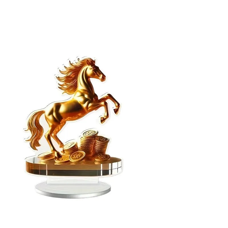 Statua In Acrilico Con Cavallo Motivo Bohémien Decorazione Da Tavolo Simbolo Ricchezza Prosperità Regalo Capodanno 2D