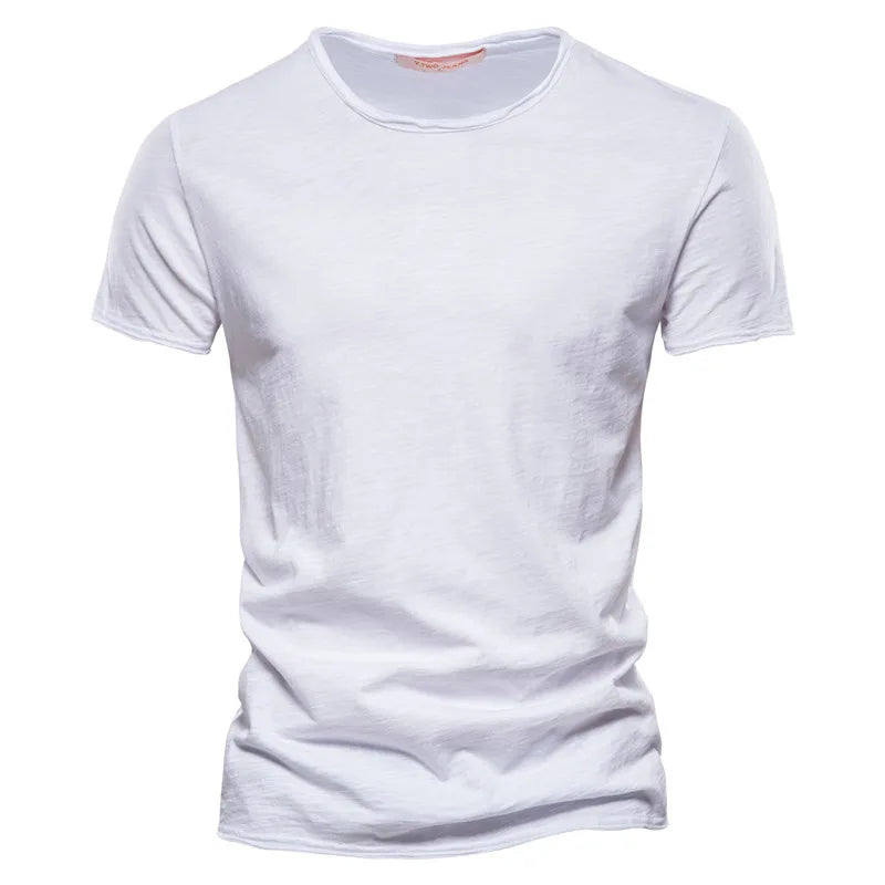 Maglietta Uomo Cotone 100 Percento Con Scollo A V Slim Fit Colore Solido Manica Corta