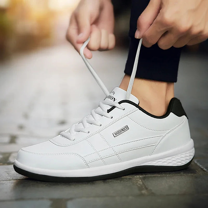 MAEDEF Scarpe Da Uomo Sneaker In Pelle Impermeabile Casual Calzature Stringate Vulcanizzate Comfort