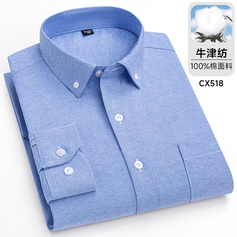 Camicie Scozzesi a Righe Da Uomo In Cotone Oxford Maniche Lunghe Con Bottoni Taglie 6XL 7XL Business Casual