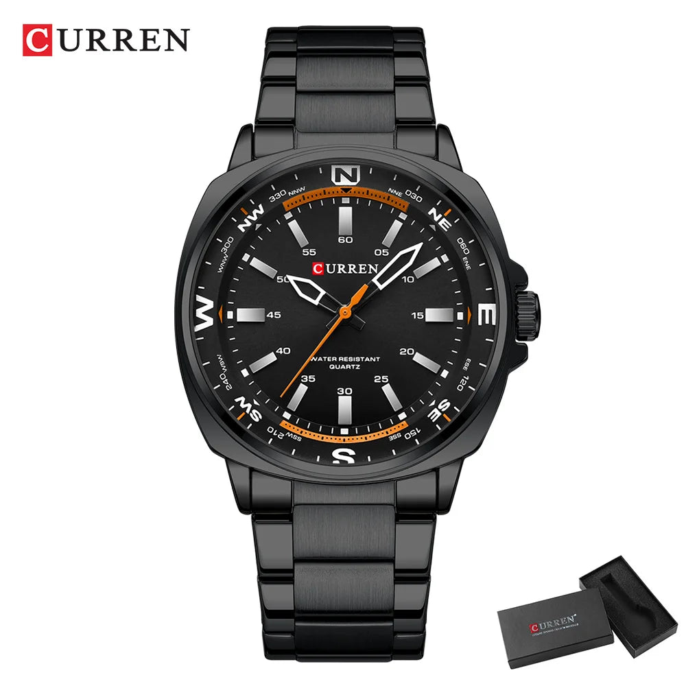 Curren Orologio Da Polso Da Uomo Quarzo Per Business Casual Con Cinturino In Acciaio Inossidabile Impermeabile 8455
