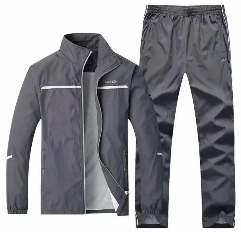 Tuta Sportiva Uomo 2 Pezzi Giacca Con Zip Pantaloni Vita Elastica Allenamento Pallacanestro