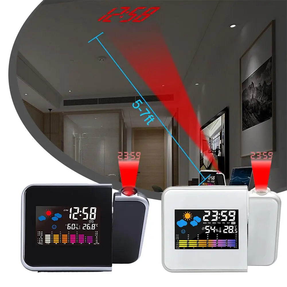 Sveglia Con Schermo A Colori A LED Con Proiezione Intelligente E Previsioni Meteo Per Decorazione Della Camera Da Letto