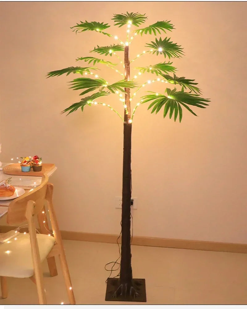 Lampada Da Tavolo LED Palma USB Pianta Artificiale 55 Cm Decorativa Luci Da Scrivania Per Casa E Letto