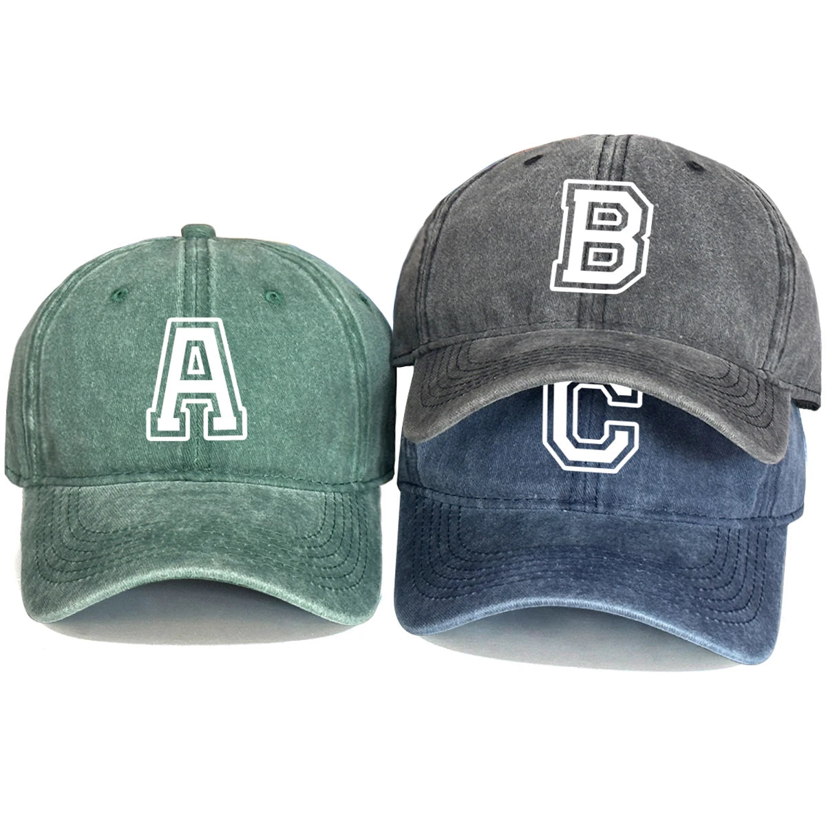 Berretto Da Baseball Unisex Con Stampa Lettera Iniziale AZ Cotone Lavato Retrò Con Visiera Sportiva