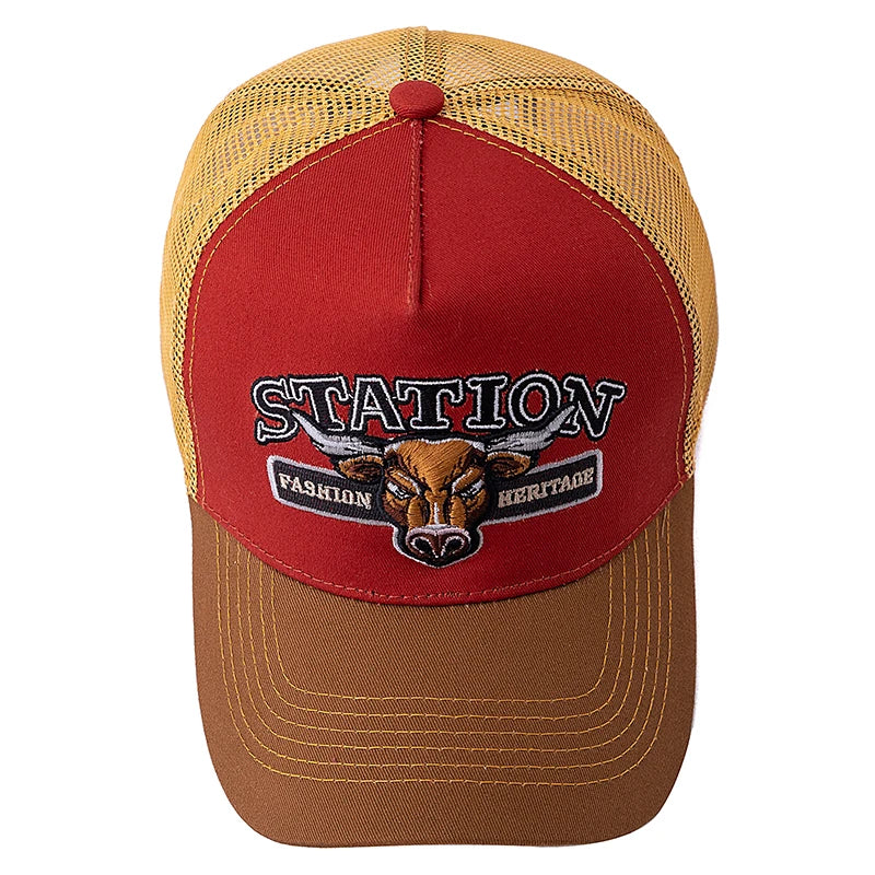 Cappello Da Camionista In Rete Traspirante Unisex Estivo Con Motivo Testa Di Toro Snapback Regolabile