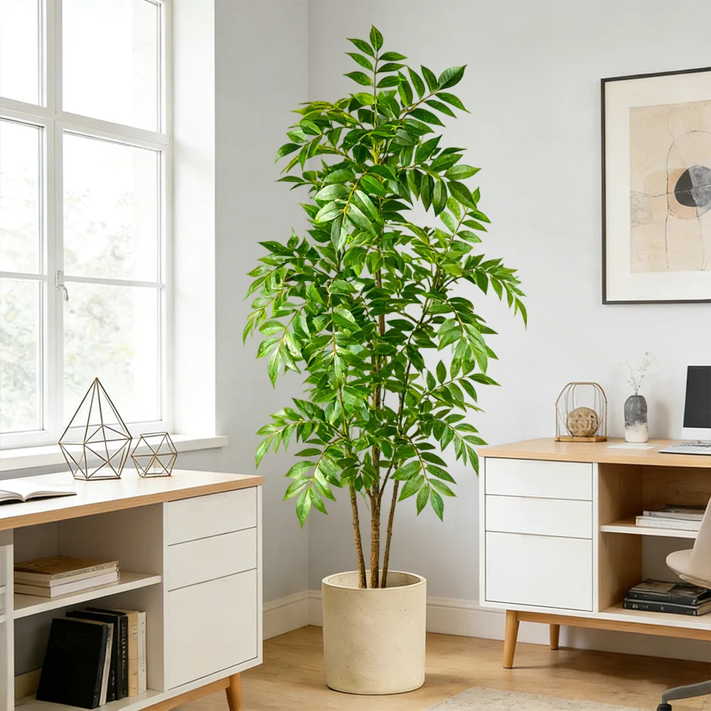 Albero Falso Baniano Tropicale Con Foglie In Plastica Disponibile In Altezza 76 110 E 140 Cm Ideale Per Soggiorni Uffici