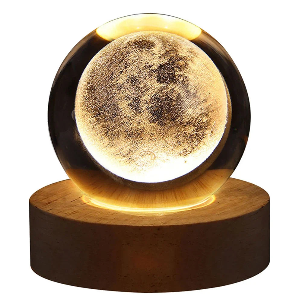 Luci Notturne Con Sfera Di Cristallo Lunare 3D Galassia Astronauta Illuminazione Laser Intaglio Regalo Di Compleanno