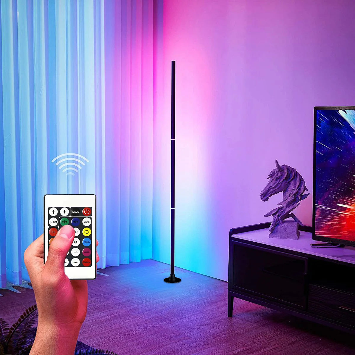 Lampada Da Terra RGB Intelligente Controllo App Telecomando Sincronizzazione Musicale Illuminazione Angolare Timer