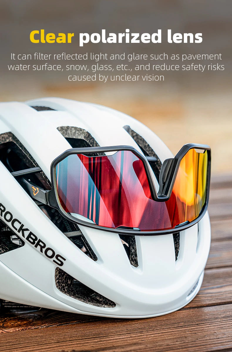 Rockbros Occhiali Da Ciclismo Unisex Polarizzati Fotocromatici Da Sole Con Montatura Grande UV400 E Due Lenti