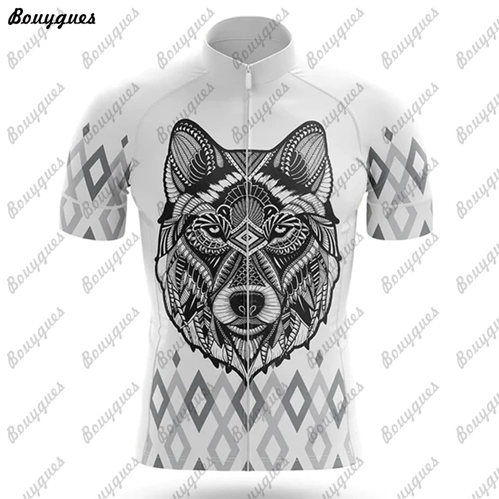 Maglia Ciclismo Uomo Wolf Pro Team MTB Downhill Alta Qualita Tricot Traspirante Con Tasche E Asciugatura Rapida