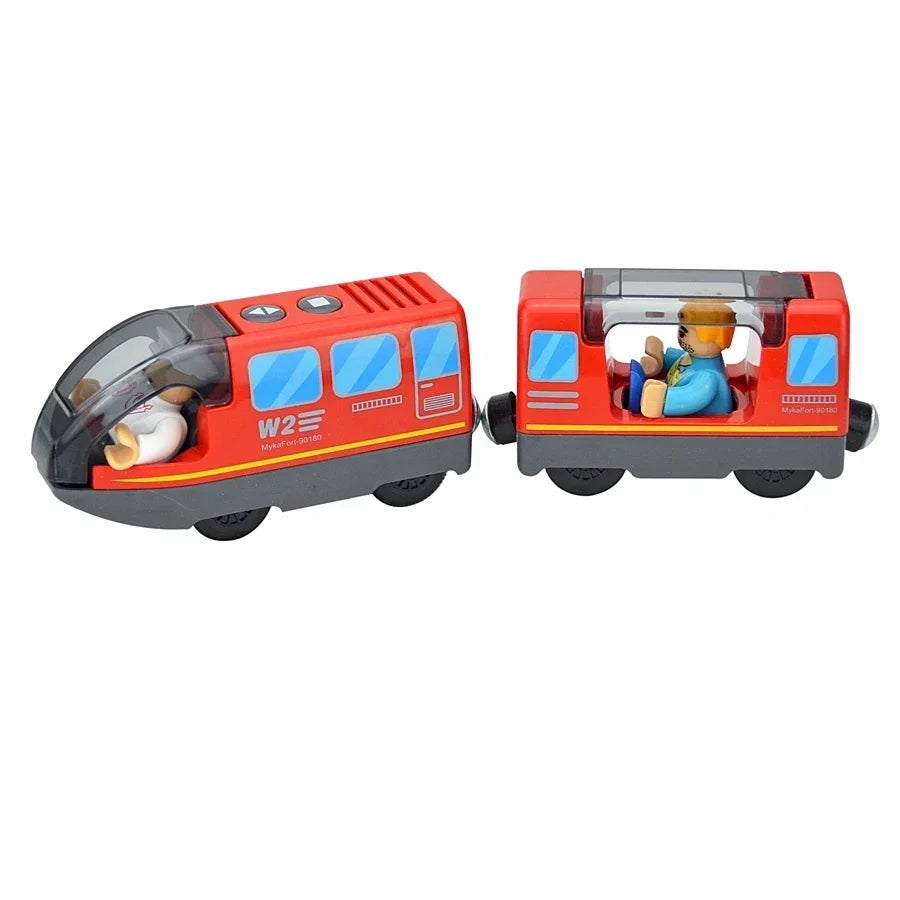 Treno Elettrico Magnetico Locomotiva Per Slot Auto Binario In Legno Con Due Carrelli Giocattolo Leduo Track