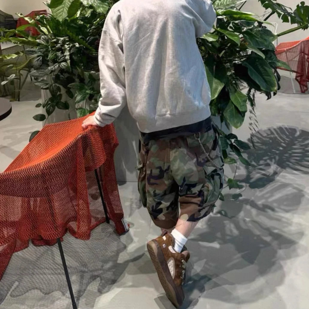 Pantaloncini Corti Cargo Mimetici M65 Silhouette Da Uomo Estivi Larghi Patchwork A Gamba Larga Oversize