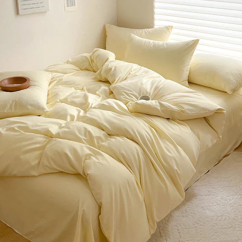 Set Biancheria Da Letto In Cotone Solido Con Copripiumino Federa E Lenzuolo Per Letto Singolo Matrimoniale King Queen
