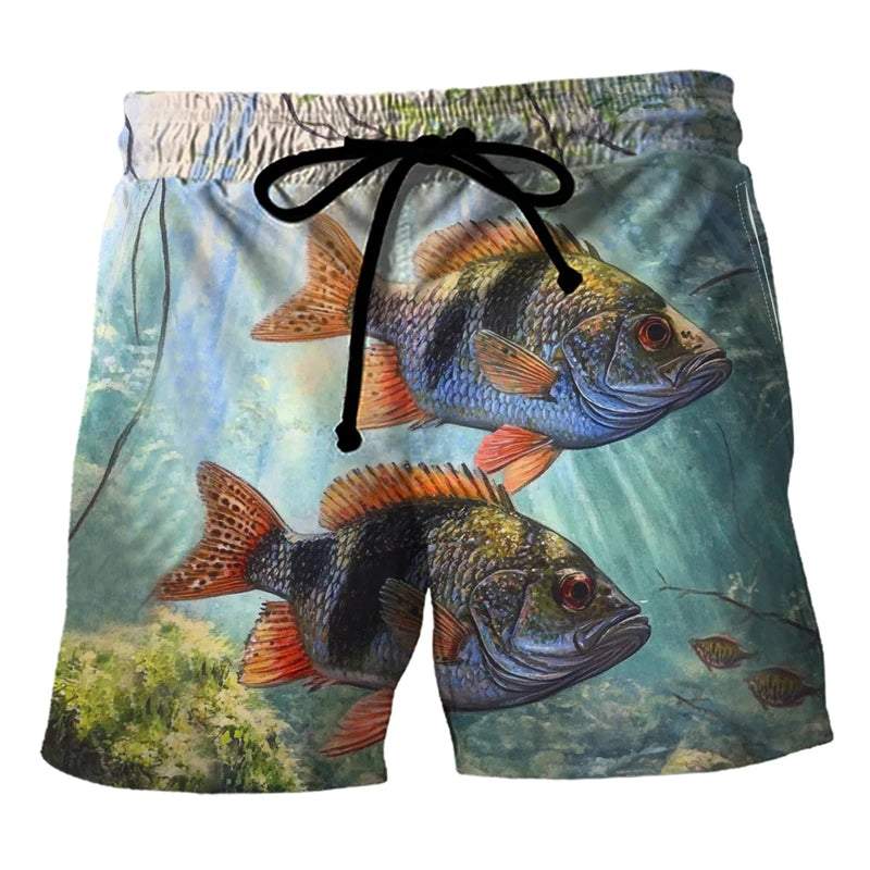 Pantaloncini Da Spiaggia Con Grafica Pesce Alla Moda Stampa 3D Per Pesca Casual Traspiranti Ad Asciugatura Rapida Uomo