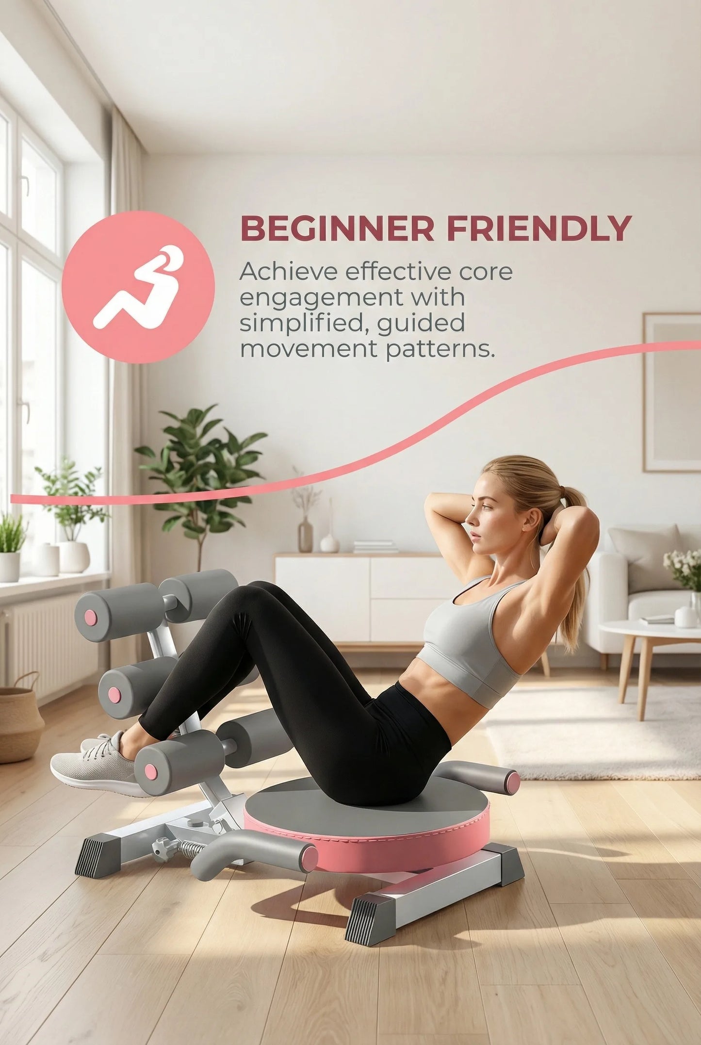 Scooter Addominale Multifunzionale Per Allenamento Core A Casa Con Compressore Integrato Per Definire Addominali