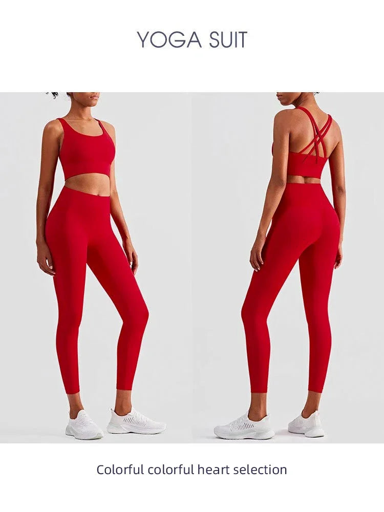 Tuta Da Yoga Due Pezzi Da Donna Abbigliamento Sportivo Per Pilates E Fitness Leggings Reggiseno Sportivo Traspirante