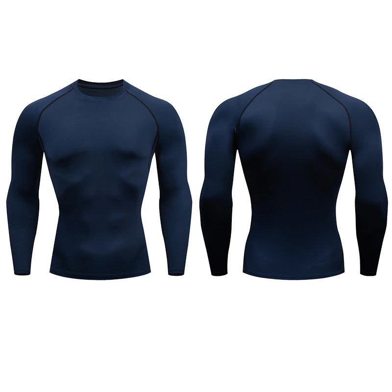 T-shirt da corsa a compressione da uomo Fitness Tight Manica lunga Camicie sportive Allenamento da jogging Top Palestra Abbigliamento sportivo Dry Fit Rashgard