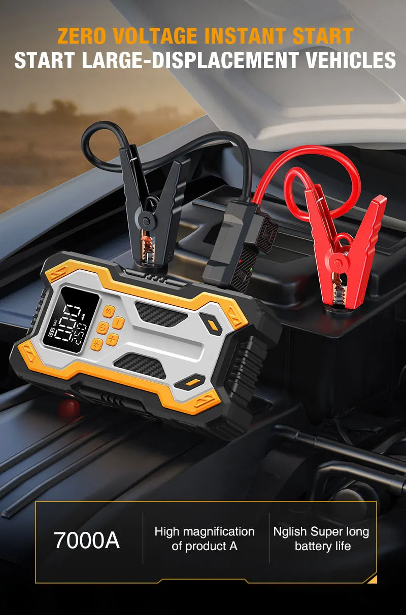 Avviatore Di Emergenza Con Compressore Aria Auto Portatile 7000A Booster 12V Gonfiaggio Pneumatici Automatico A 160 Psi