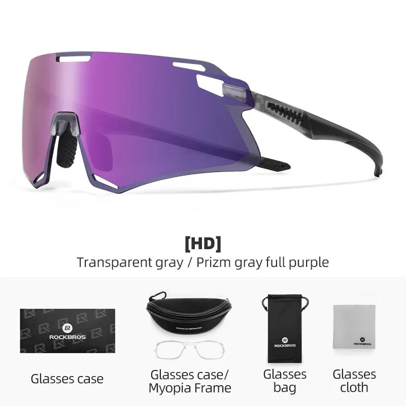 ROCKBROS Occhiali Da Ciclismo Leggeri Senza Cornice Lenti Fotocromatiche Ad Alta Definizione Per Strada Sportivi