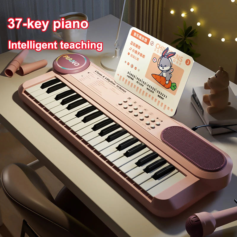 Tastiera Per Pianoforte Per Bambini A 37 Tasti Elettronico Multifunzione Con Microfono Giocattolo Educativo Per Educazione