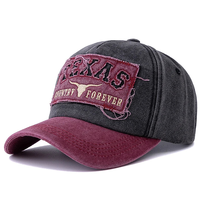 Berretto Baseball Cotone Lavato Unisex Vintage Con Ricamo Texas Motivo Animale Per Uomini Donne All Aperto