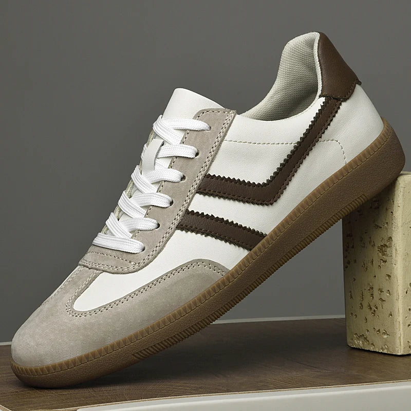 Scarpe Vulcanizzate Uomo Collezione Primaverile Scarpe Stringate Casual da Esterno Pelle Classiche da Passeggio Skate