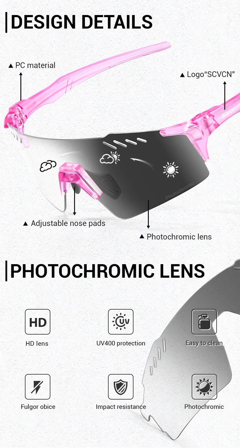 Occhiali Fotocromatici UV400 Per Ciclismo MTB Equitazione All Apertto Multisport Guida Golf Campeggio