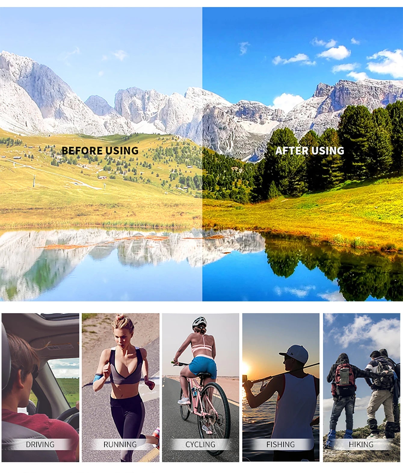 Occhiali Da Sole Polarizzati Unisex Per Pesca Trekking Ciclismo All Aperto UV400 Antiriflesso